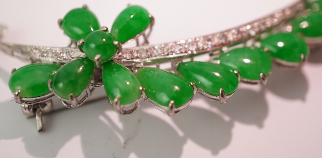 A jadeite and diamond demi-parure, 1960s